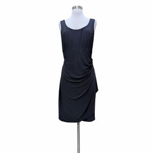 JUBULANI Dress Black Sleeveless Jersey Side Gathering Stretch Lined LARGE